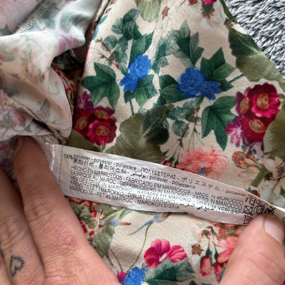 Zara Women Top Small Babydoll Romantic Floral Cropped Button Up Satiny Y2K 18126 - Picture 6 of 7